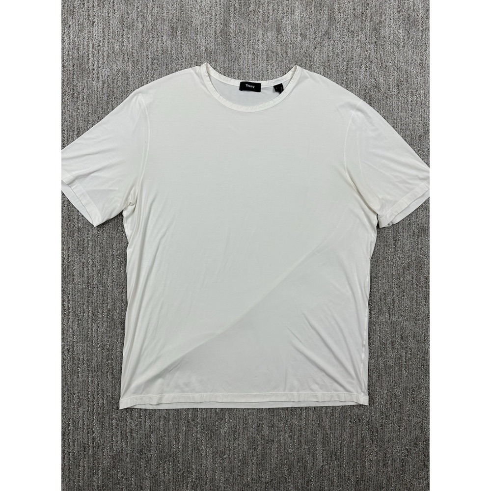 Theory Mens Large Essential Tee Anemone Milano White Modal Blend T-Shirt